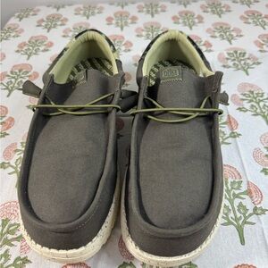 Hey Dude Olive and Dark Brown Casual Slip-On Loafers *Funk Americana* NWOT